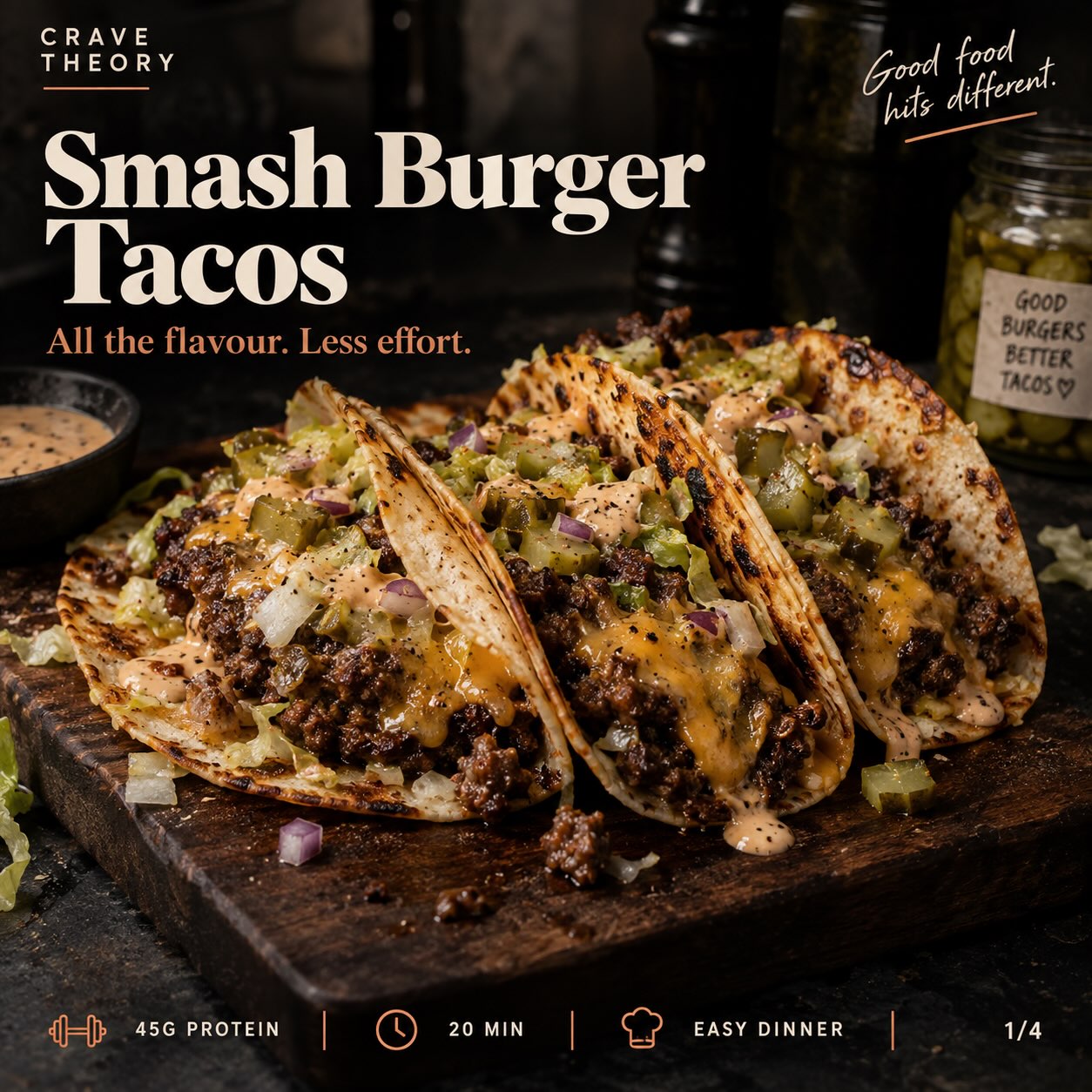 Smash Burger Tacos — Crave Theory recipe artwork