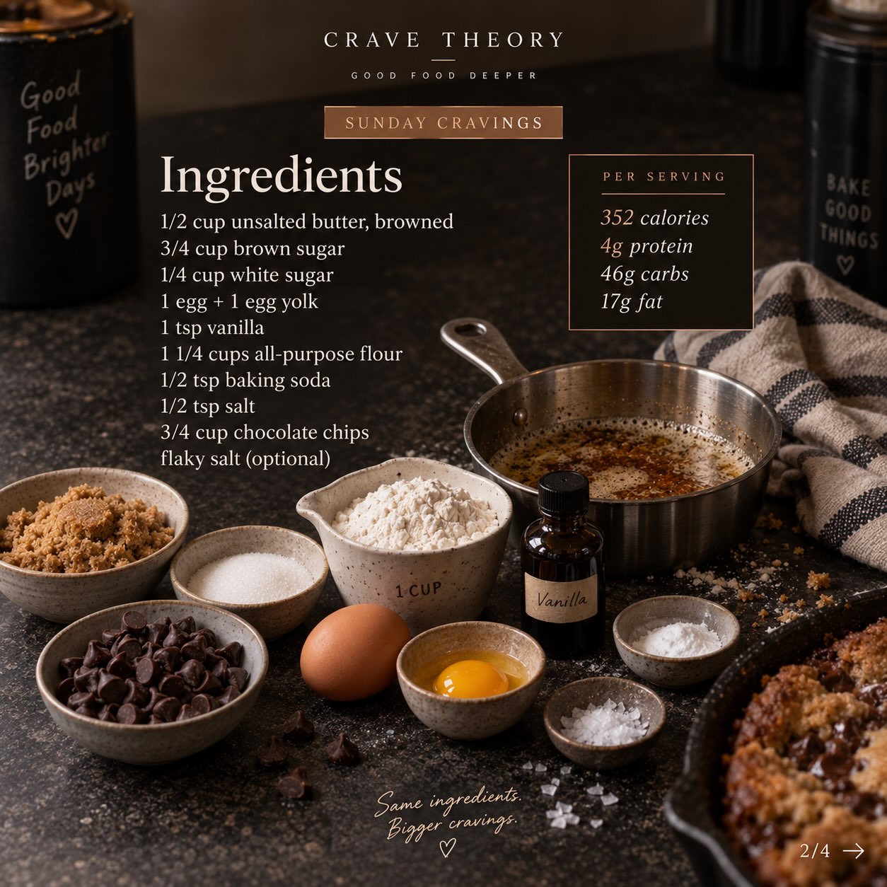 Brown Butter Chocolate Chip Skillet Cookie — original ingredients card