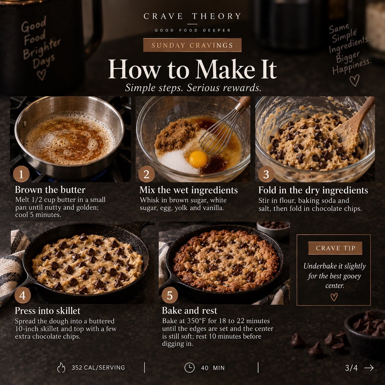 Brown Butter Chocolate Chip Skillet Cookie — original method card