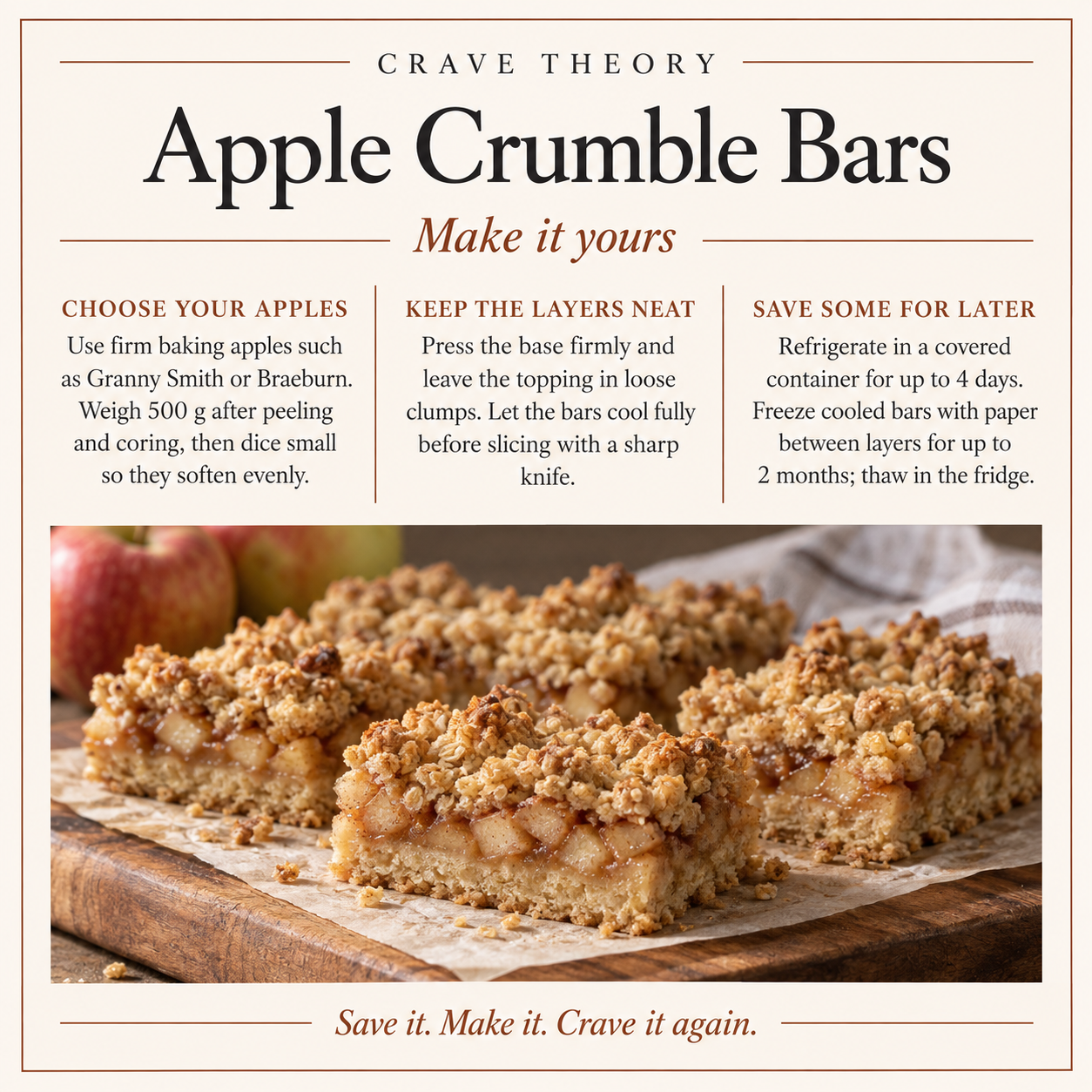 Swaps and tips for Apple Crumble Bars