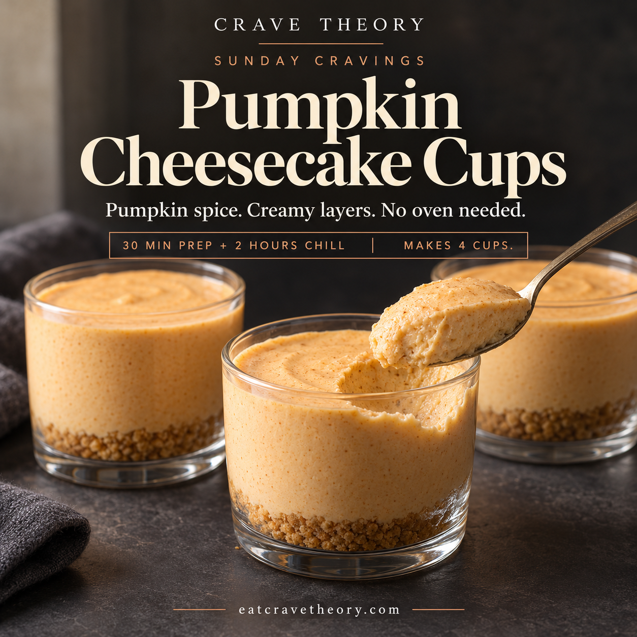 Pumpkin Cheesecake Cups — recipe cover
