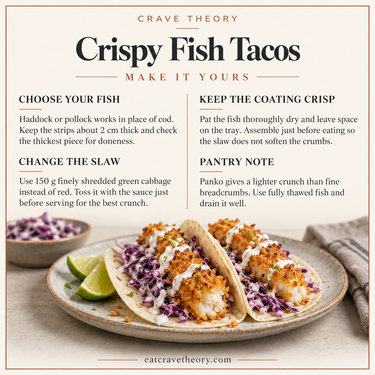 Swaps and tips for Crispy Fish Tacos