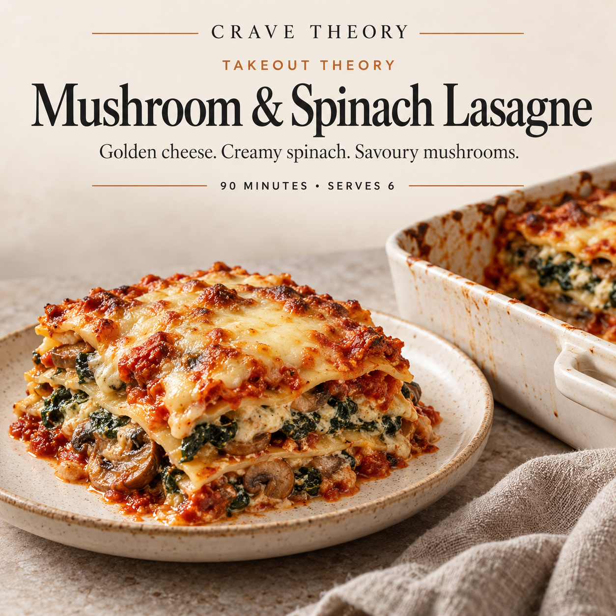 Mushroom & Spinach Lasagne — recipe cover