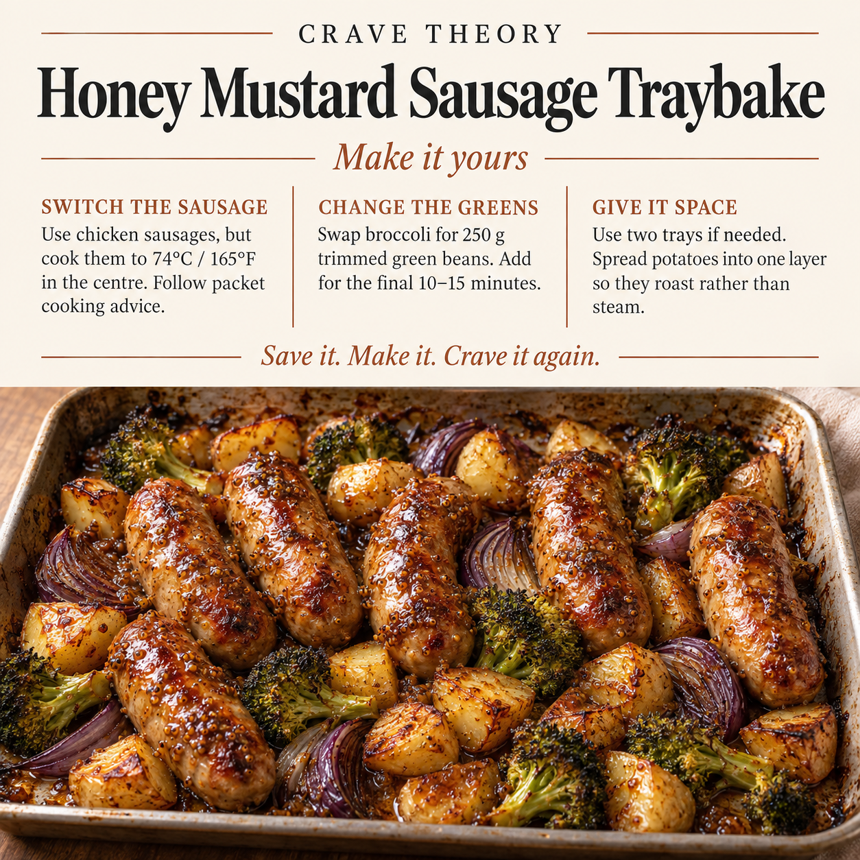 Swaps and tips for Honey Mustard Sausage Traybake