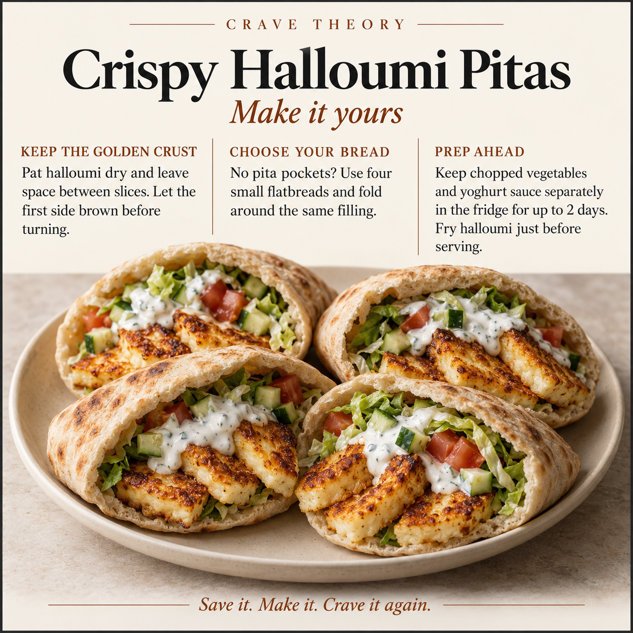 Swaps and tips for Crispy Halloumi Pitas