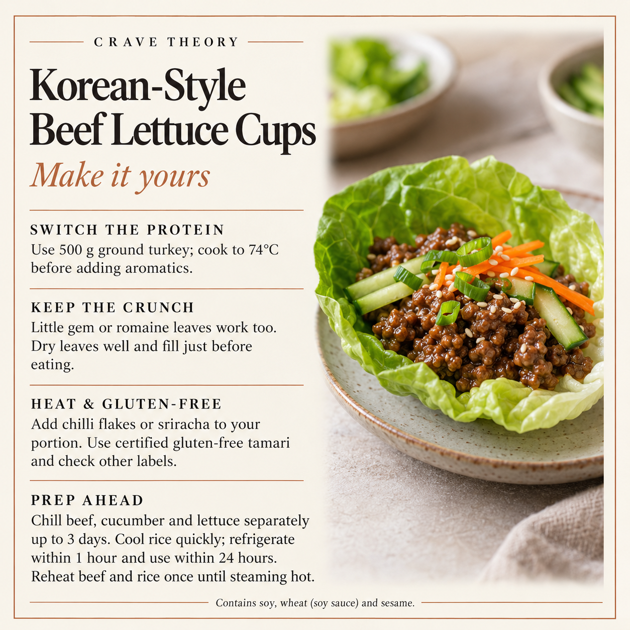 Swaps and tips for Korean-Style Beef Lettuce Cups