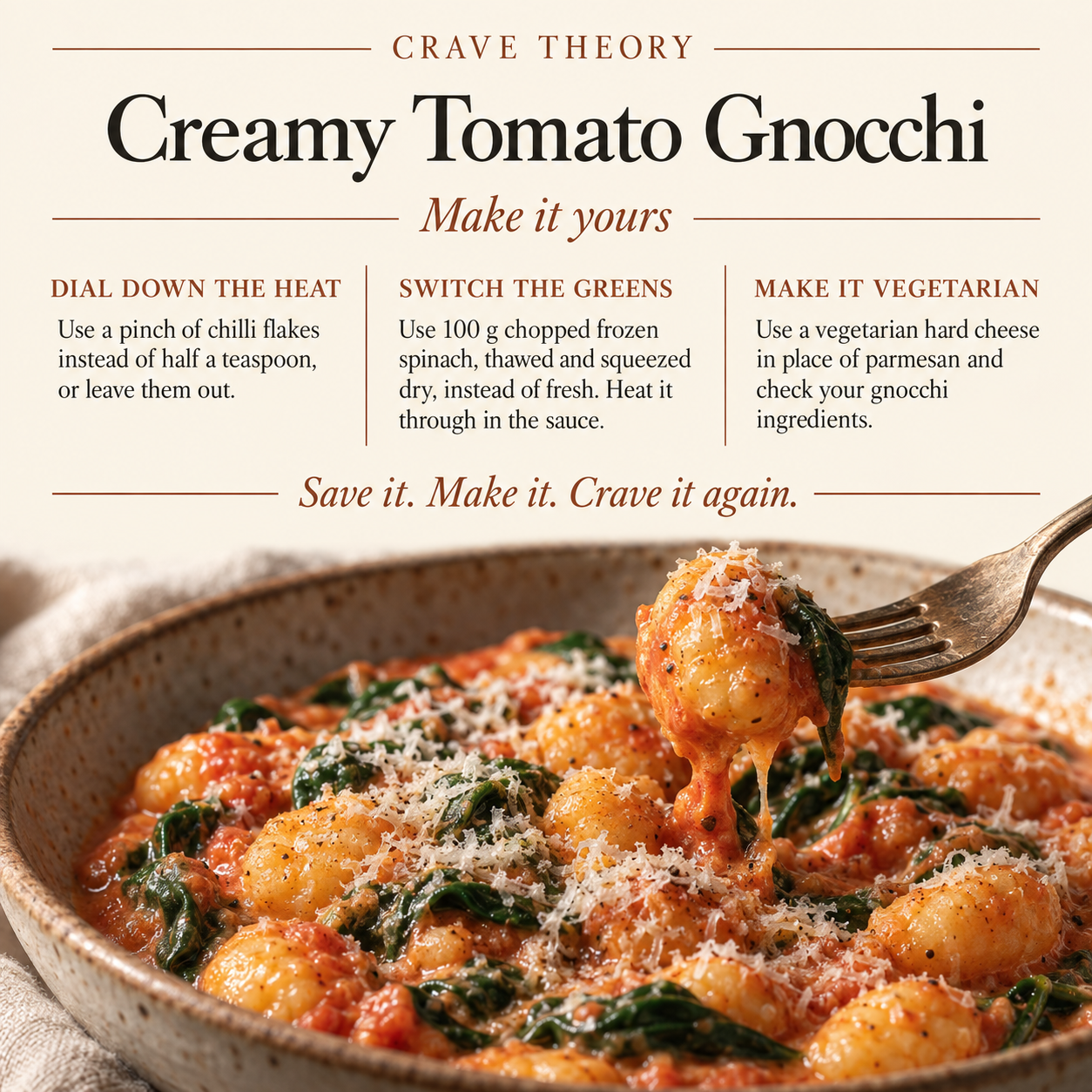 Swaps and tips for Creamy Tomato Gnocchi