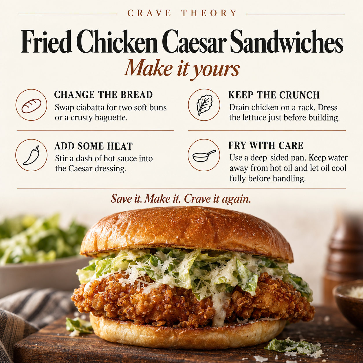 Swaps and tips for Fried Chicken Caesar Sandwiches