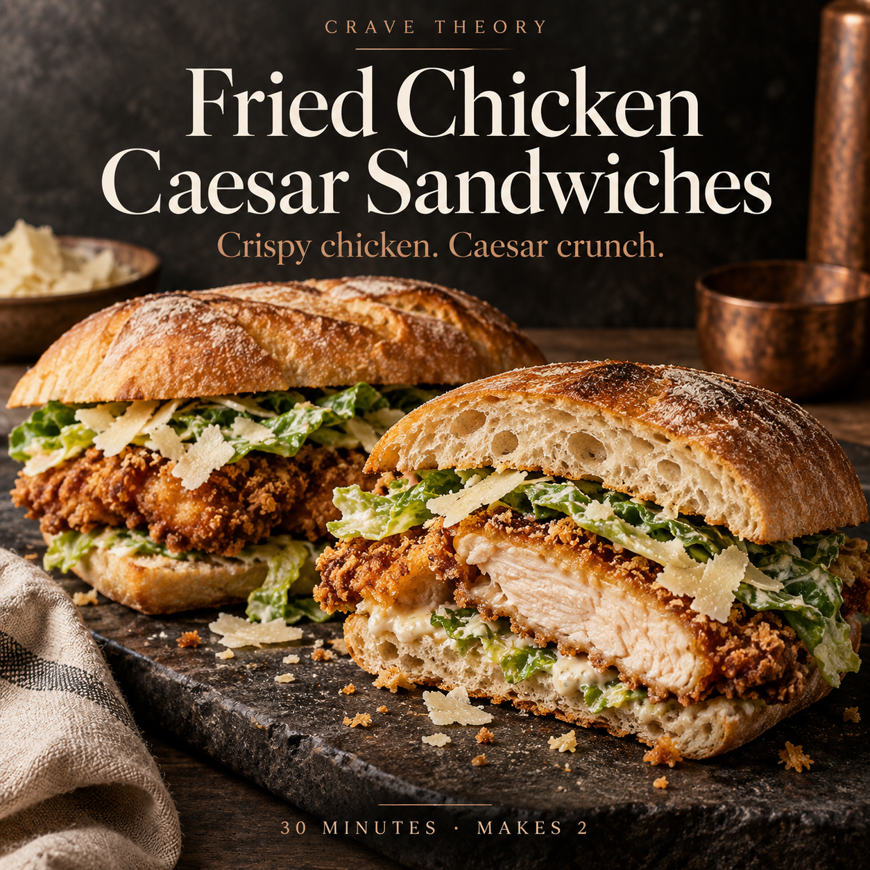 Fried Chicken Caesar Sandwiches — recipe cover