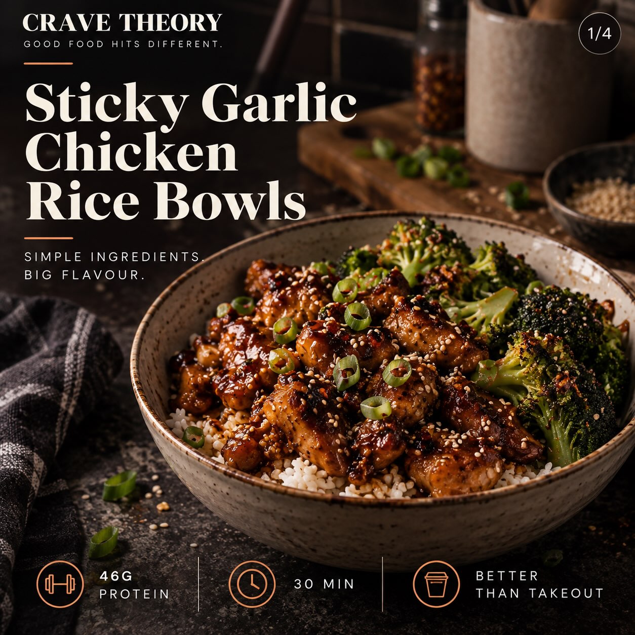 Sticky Garlic Chicken Rice Bowls | Crave Theory