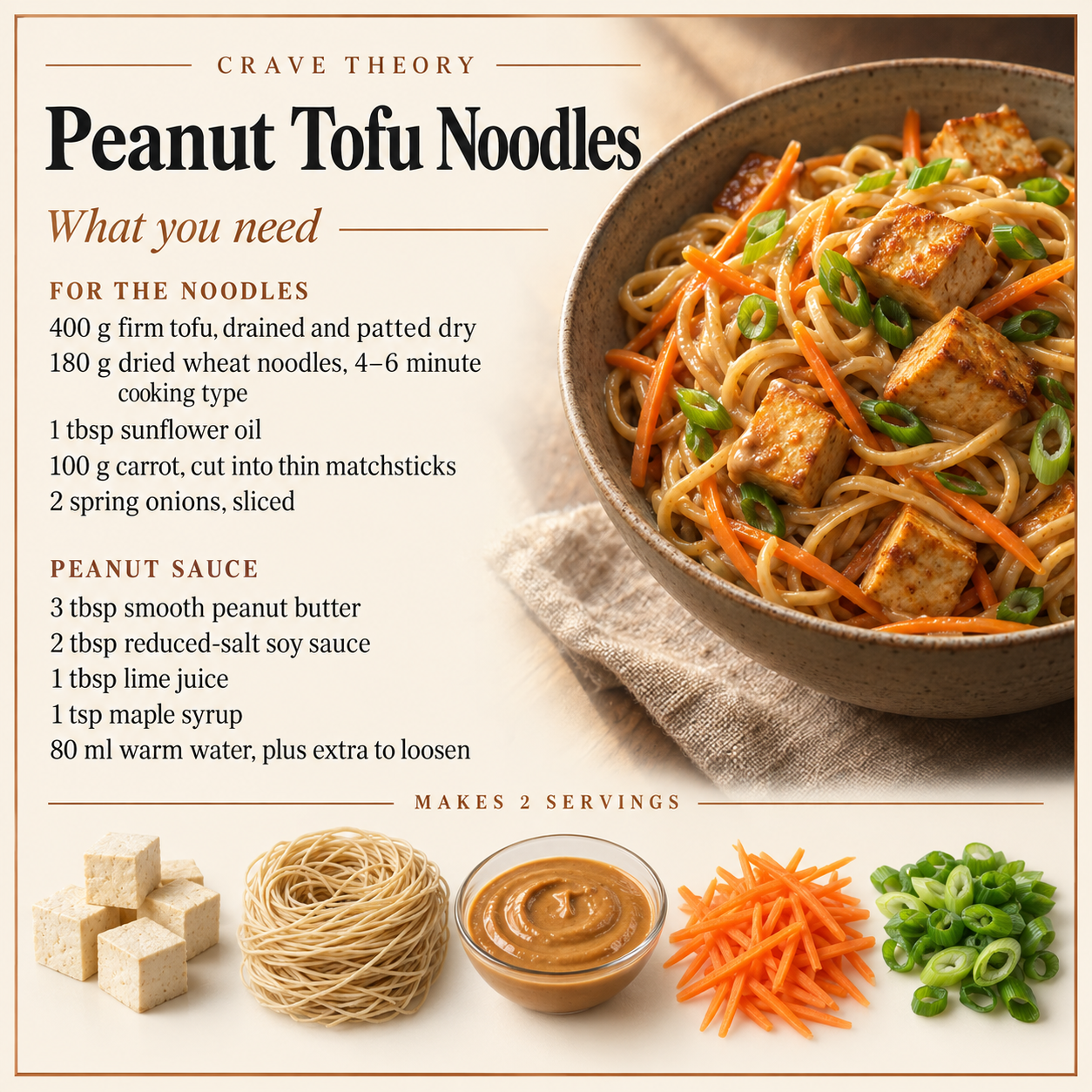 Complete ingredient quantities for Peanut Tofu Noodles