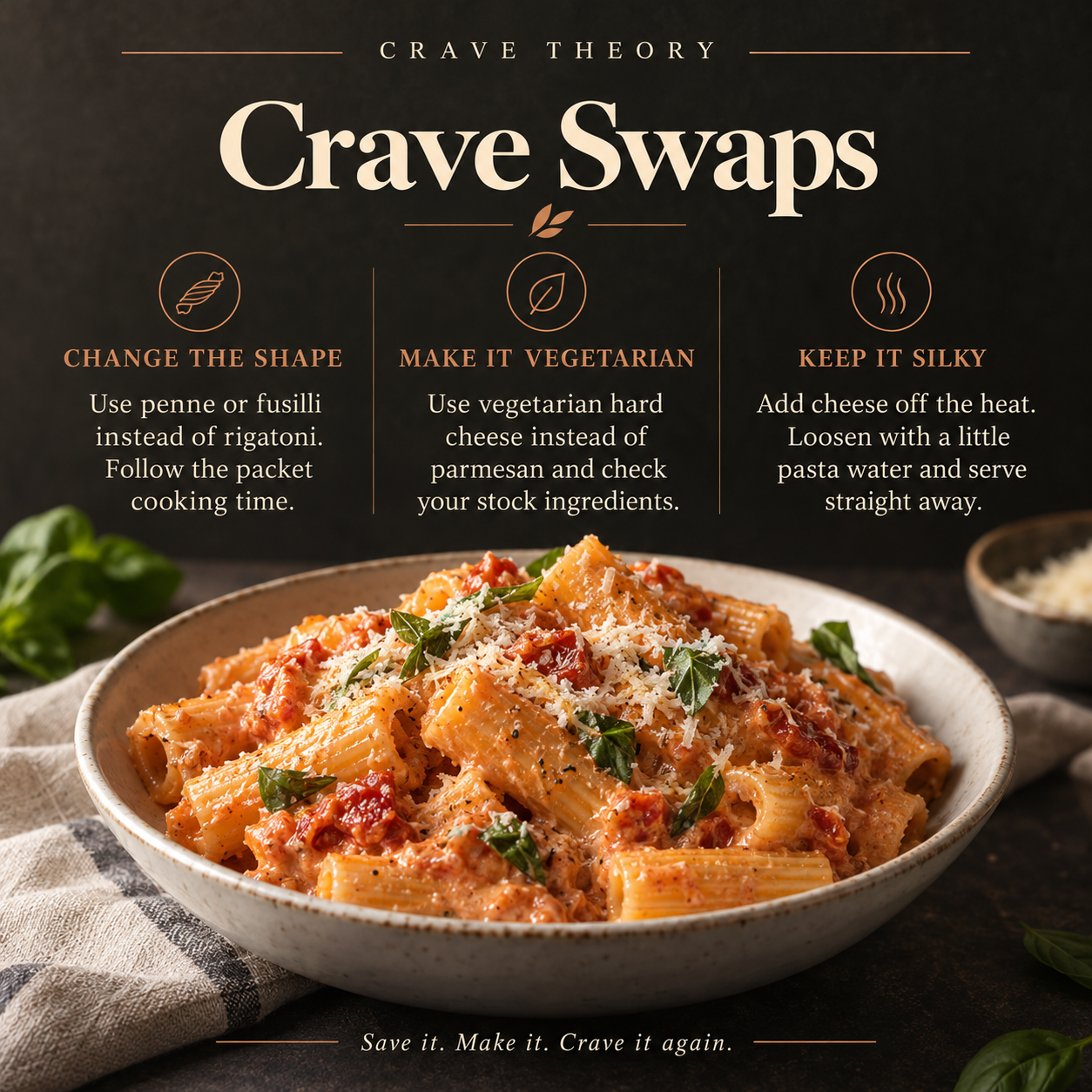 Marry Me Pasta swaps: pasta shapes, vegetarian cheese and tips for silky sauce