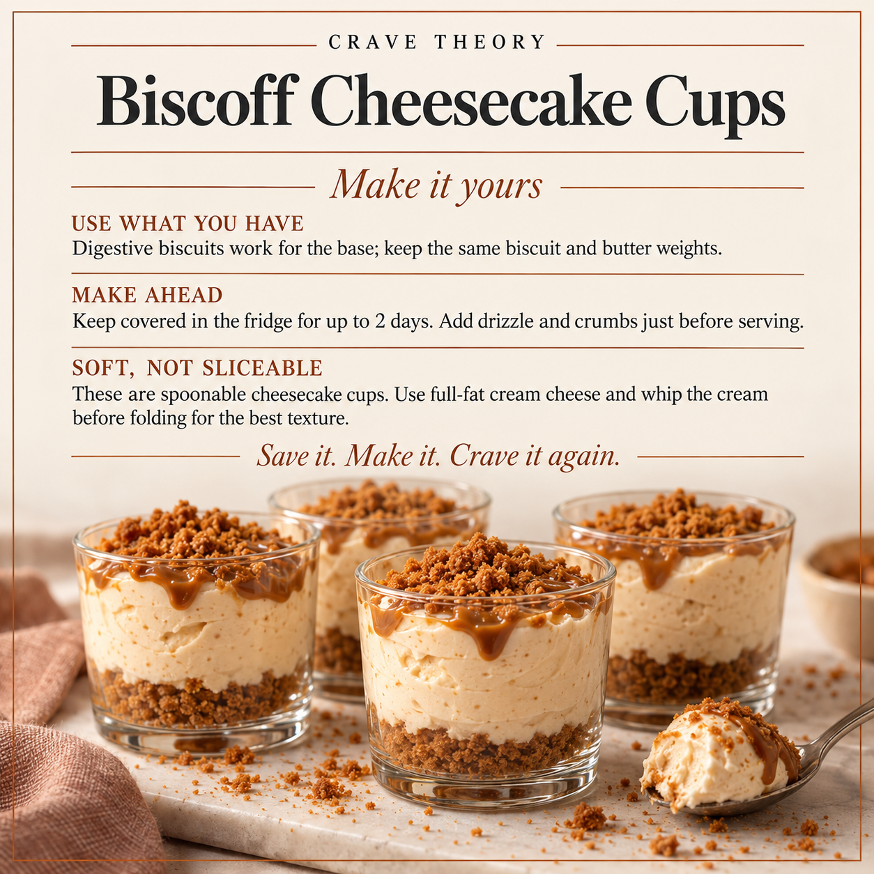 Swaps and tips for Biscoff Cheesecake Cups